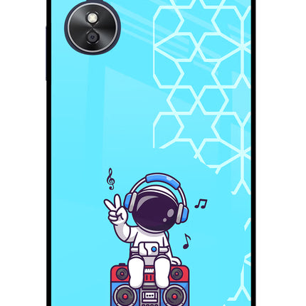Cute Astronaut Chilling Oppo A17 Glass Case Back Cover by Casekaro