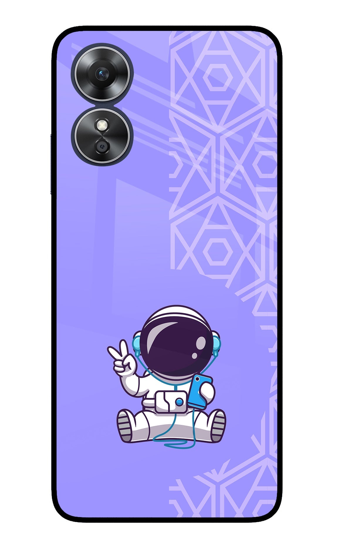 Cute Astronaut Chilling Oppo A17 Glass Case