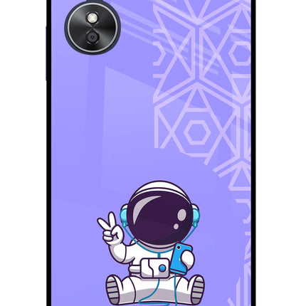Cute Astronaut Chilling Oppo A17 Glass Case Back Cover by Casekaro