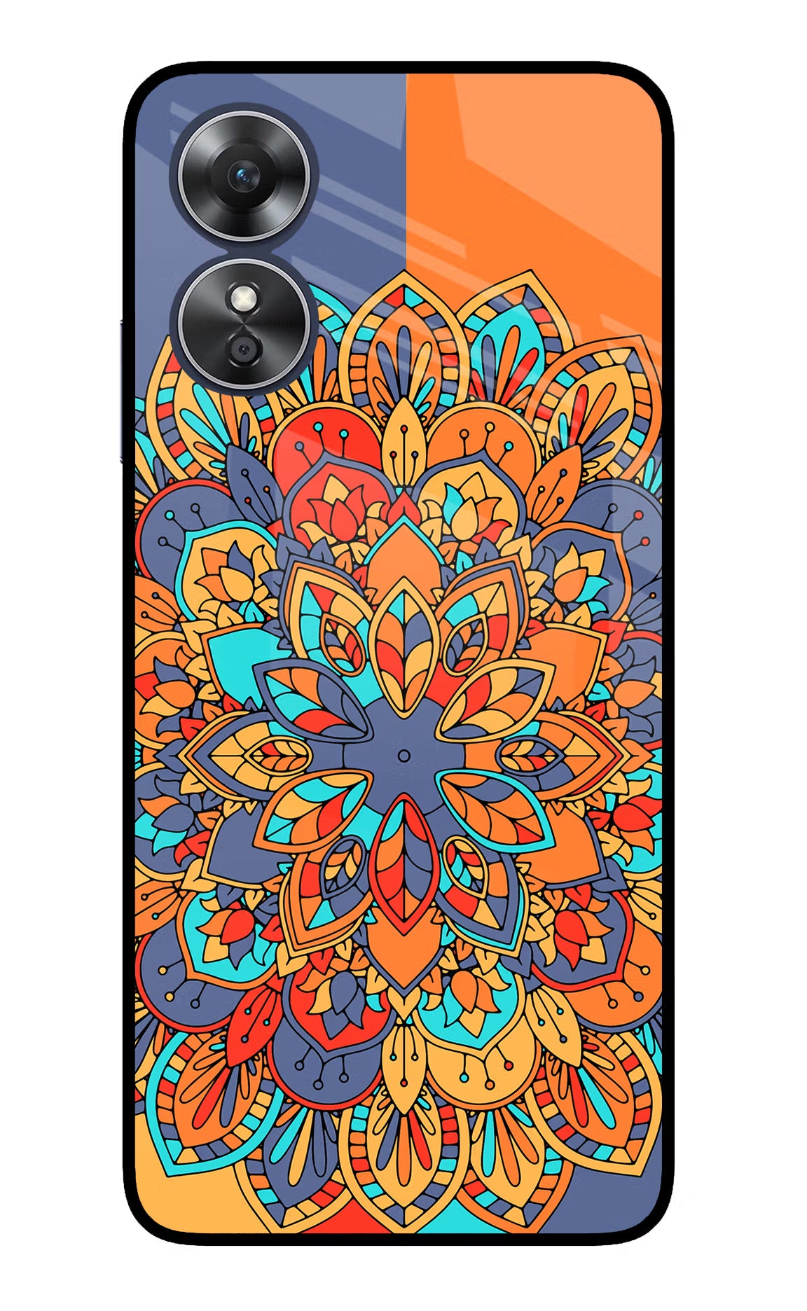 Color Mandala Oppo A17 Glass Case Back Cover by Casekaro