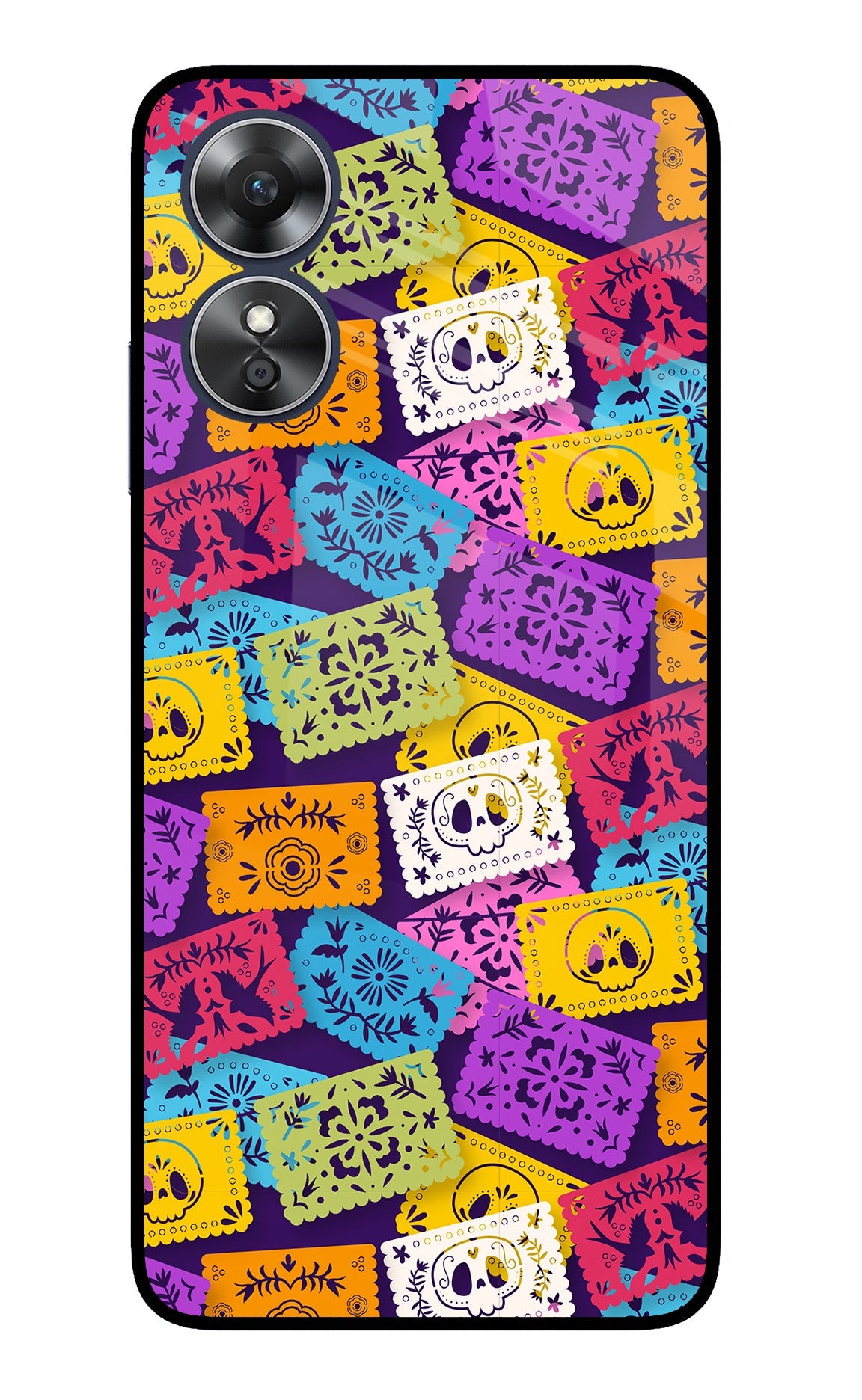 Mexican Pattern Oppo A17 Glass Case