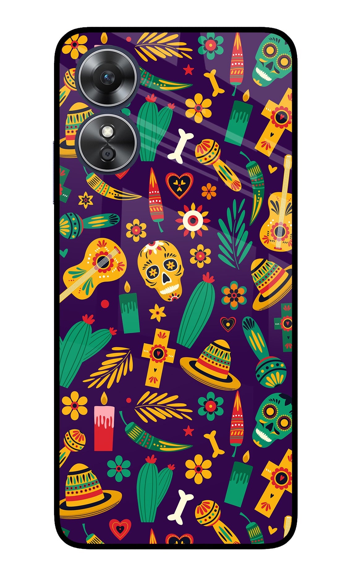 Mexican Artwork Oppo A17 Glass Case