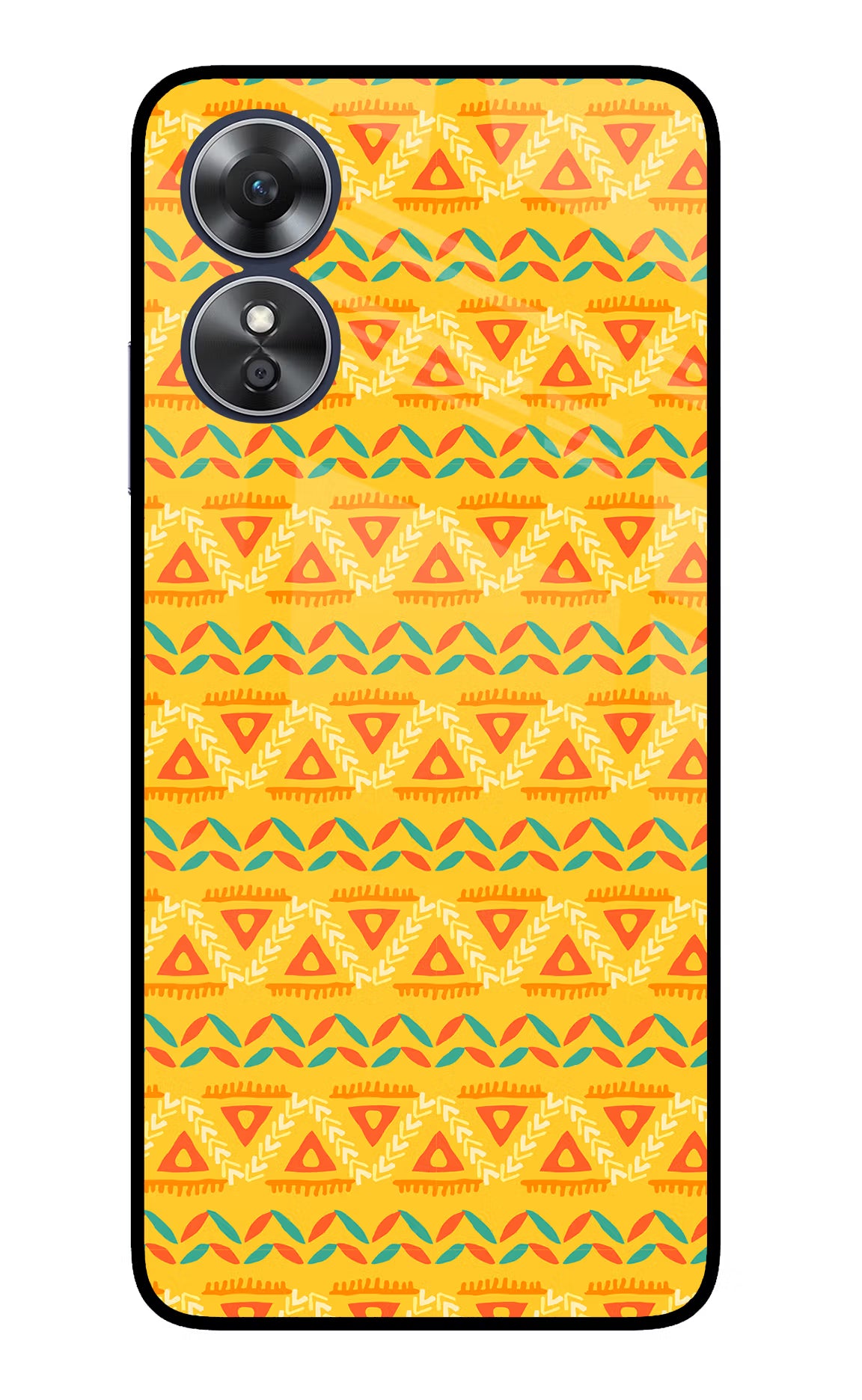Tribal Pattern Oppo A17 Glass Case Back Cover by Casekaro