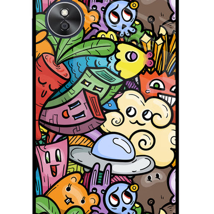 Veggie Doodle Oppo A17 Glass Case Back Cover by Casekaro