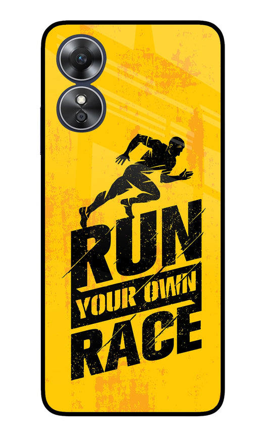 Run Your Own Race Oppo A17 Glass Case