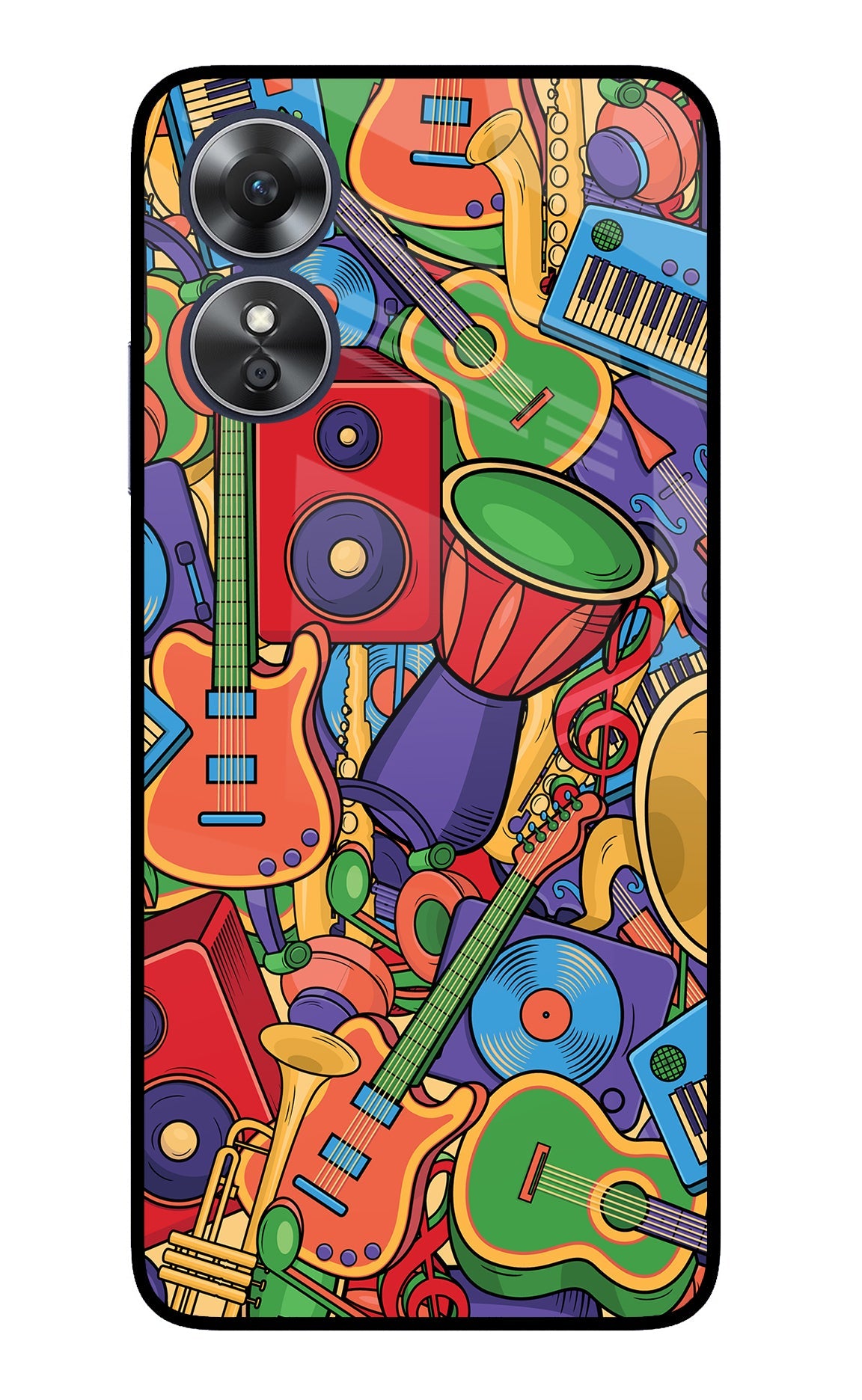 Music Instrument Doodle Oppo A17 Back Cover