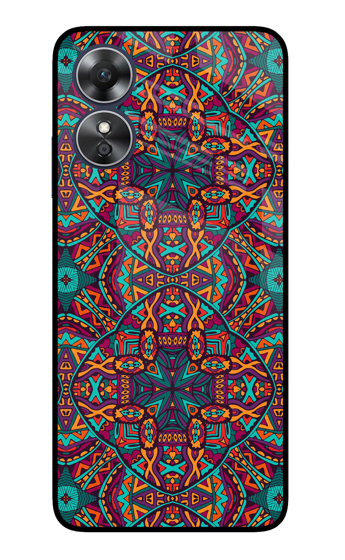 Colour Mandala Oppo A17 Glass Case Back Cover by Casekaro
