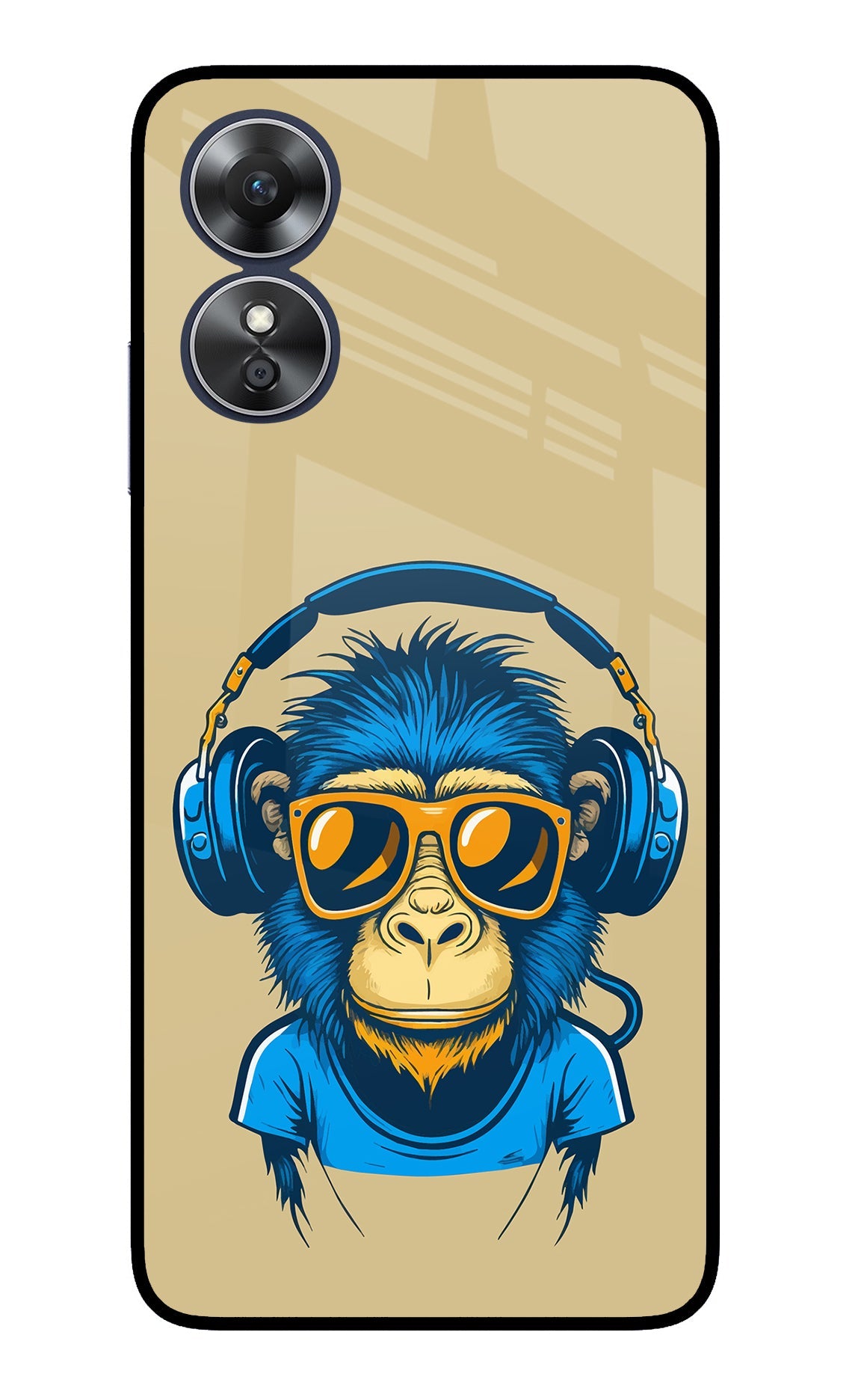 Monkey Headphone Oppo A17 Glass Case