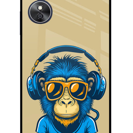 Monkey Headphone Oppo A17 Glass Case Back Cover by Casekaro