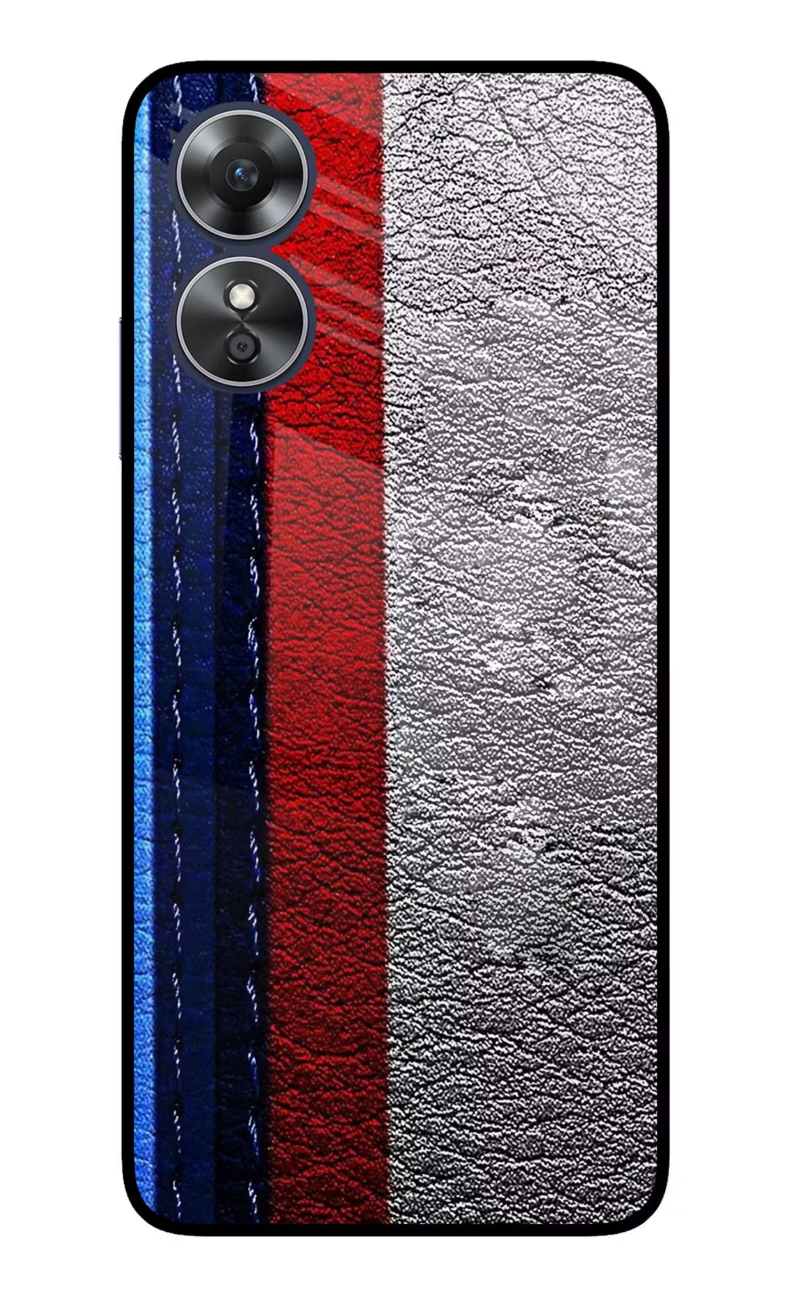 BMW Stripes Oppo A17 Glass Case Back Cover by Casekaro