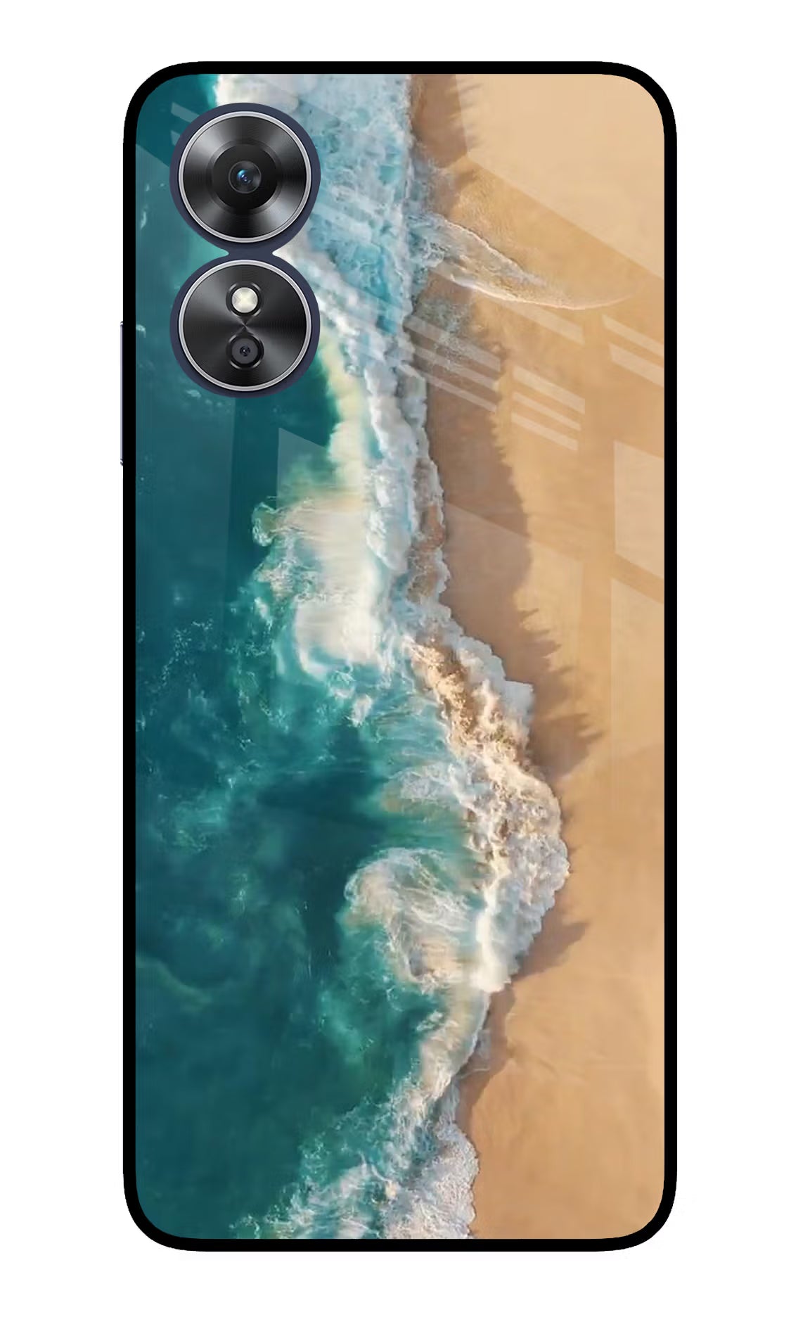 Ocean Beach Oppo A17 Glass Case Back Cover by Casekaro