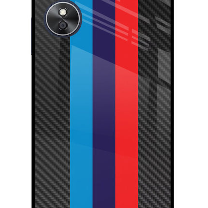 BMW Stripes Pattern Oppo A17 Glass Case Back Cover by Casekaro