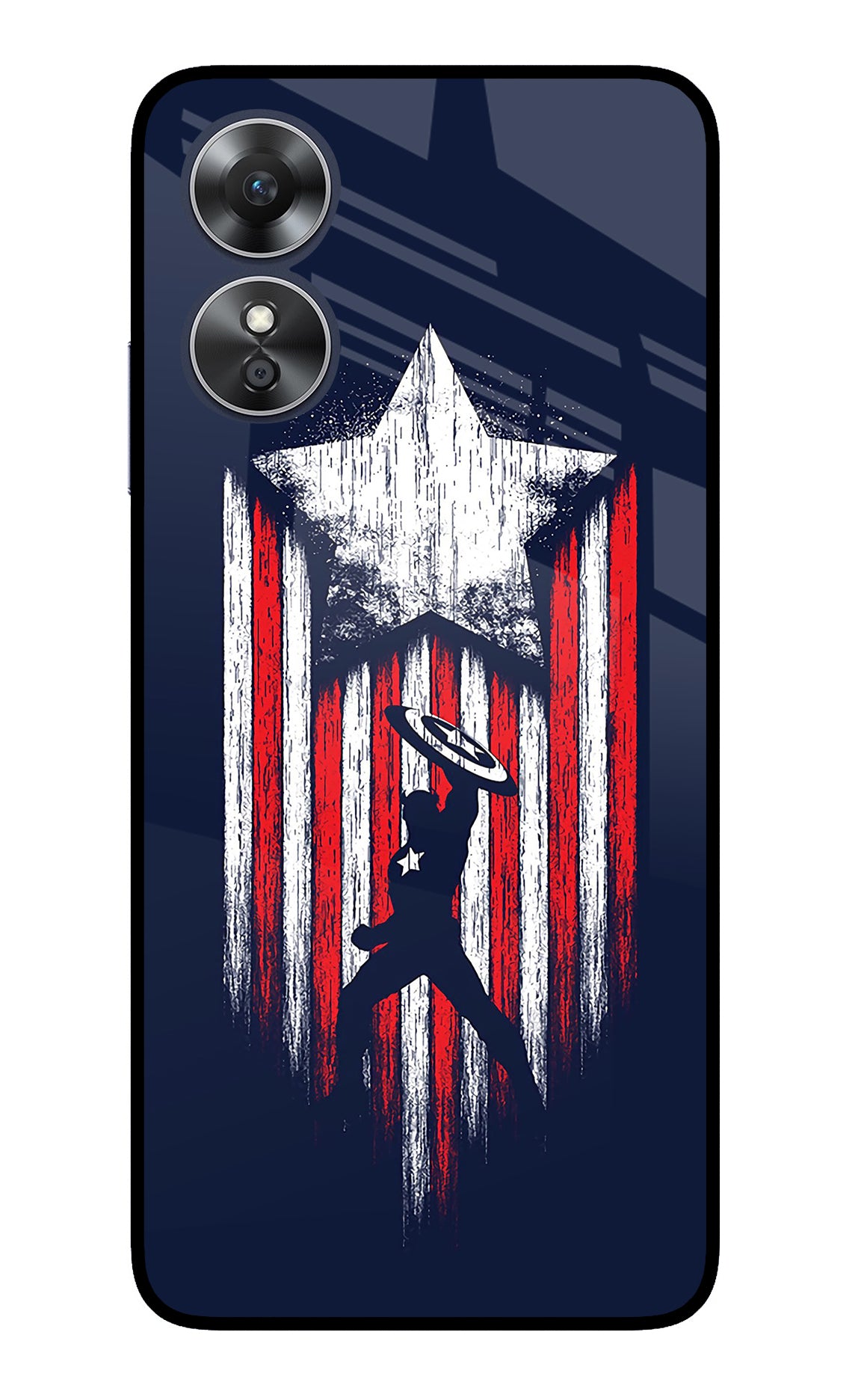 Captain America Marvel Art Oppo A17 Glass Case