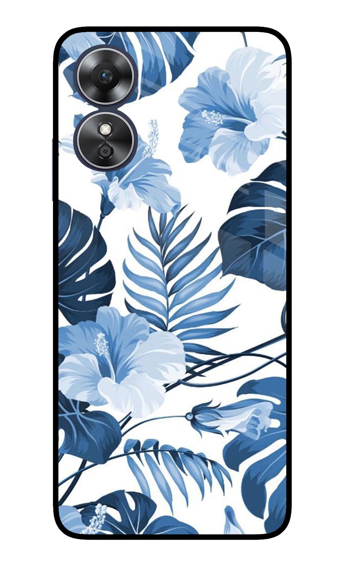 Fabric Art Oppo A17 Glass Case Back Cover by Casekaro