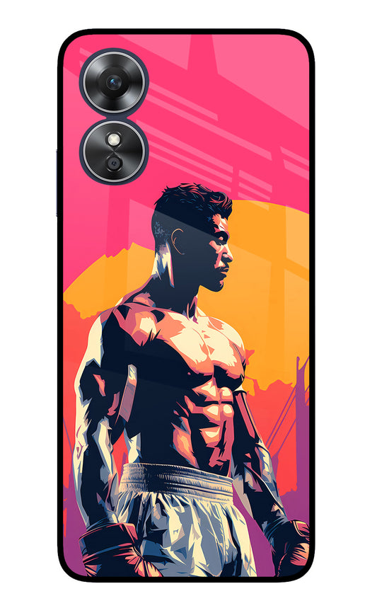 Sunset Warrior (AI Generated) Oppo A17 Glass Case