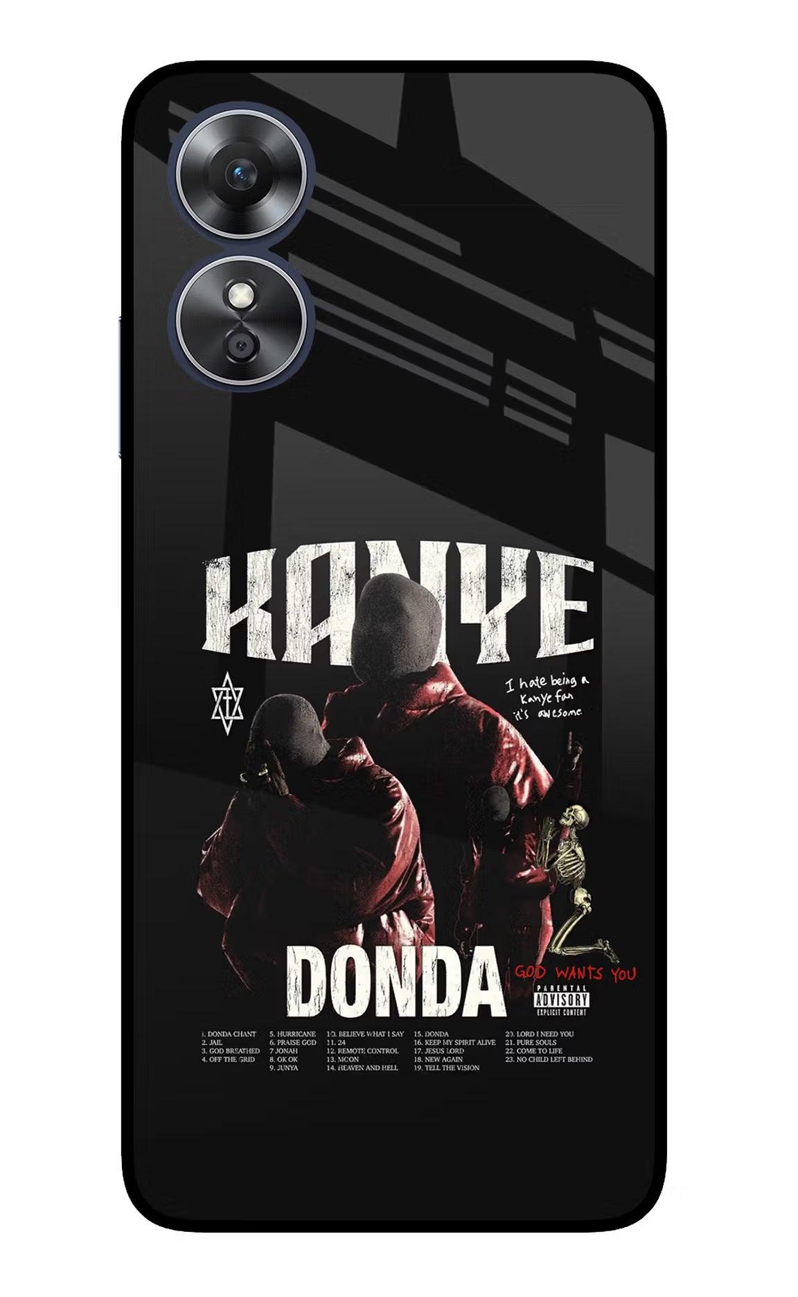 Donda Kanye West Oppo A17 Glass Case Back Cover by Casekaro