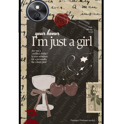 I am just a girl Oppo A17 Glass Case Back Cover by Casekaro