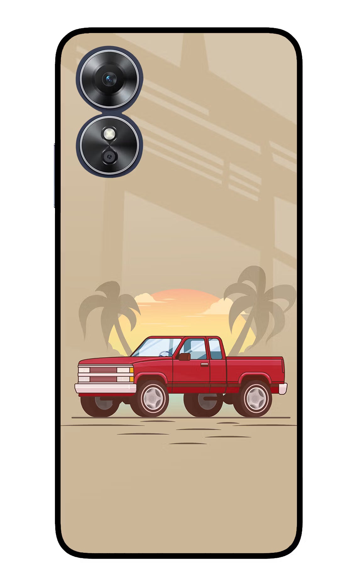 Desert Classic Drive Oppo A17 Glass Case Back Cover by Casekaro