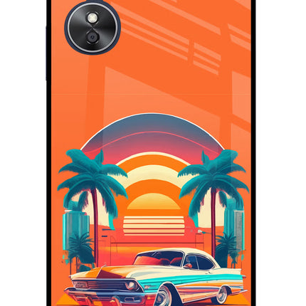 Palm Drive 80s Oppo A17 Glass Case Back Cover by Casekaro