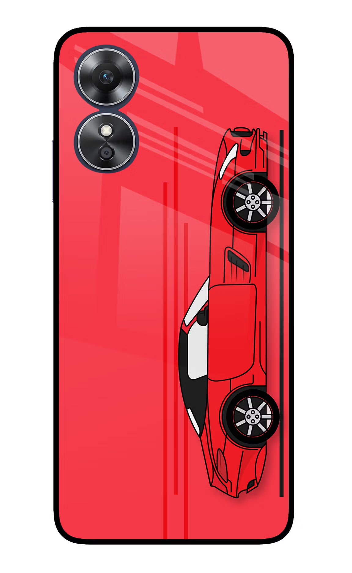 Red Velocity Oppo A17 Glass Case Back Cover by Casekaro