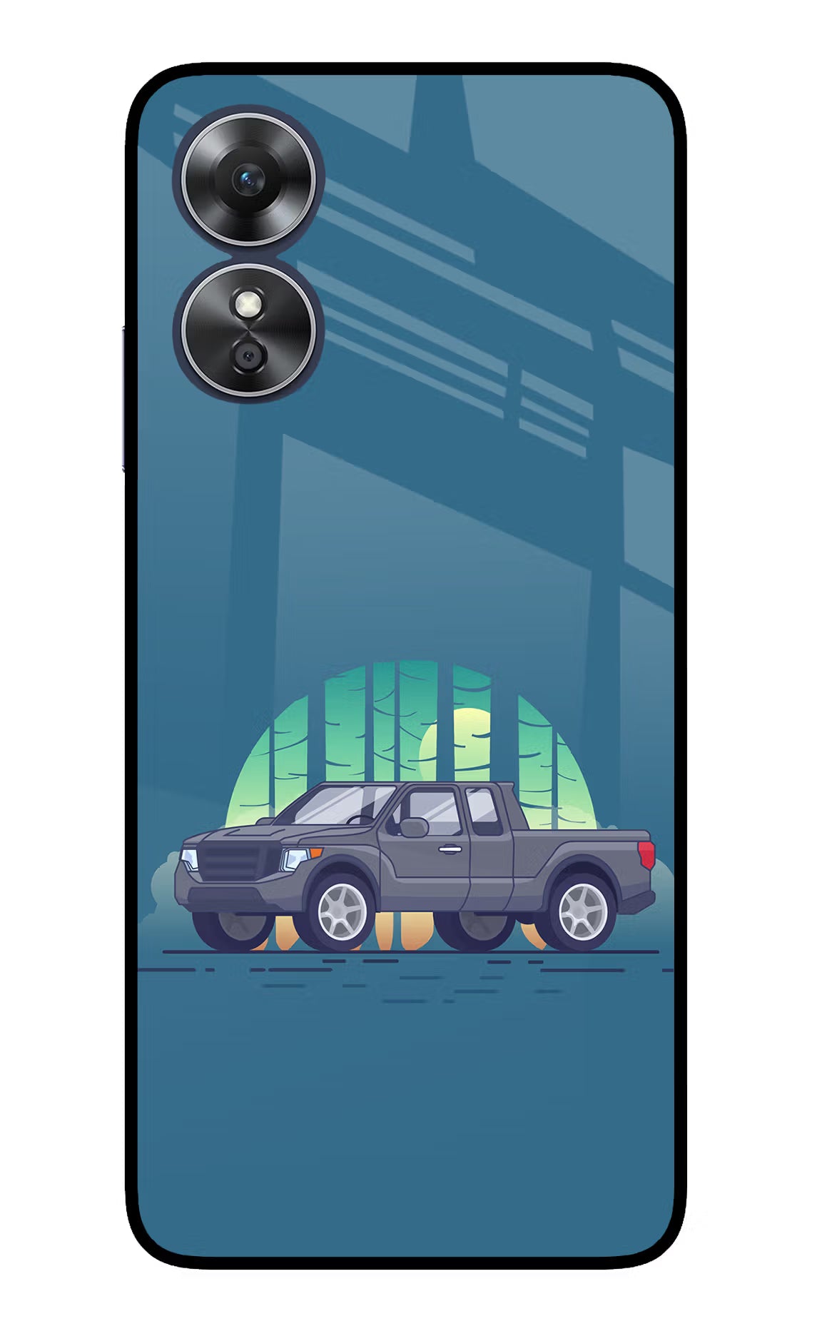 Retro Garage Vibe Oppo A17 Glass Case Back Cover by Casekaro
