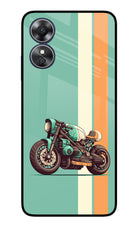 Striped Moto Drift Oppo A17 Glass Case