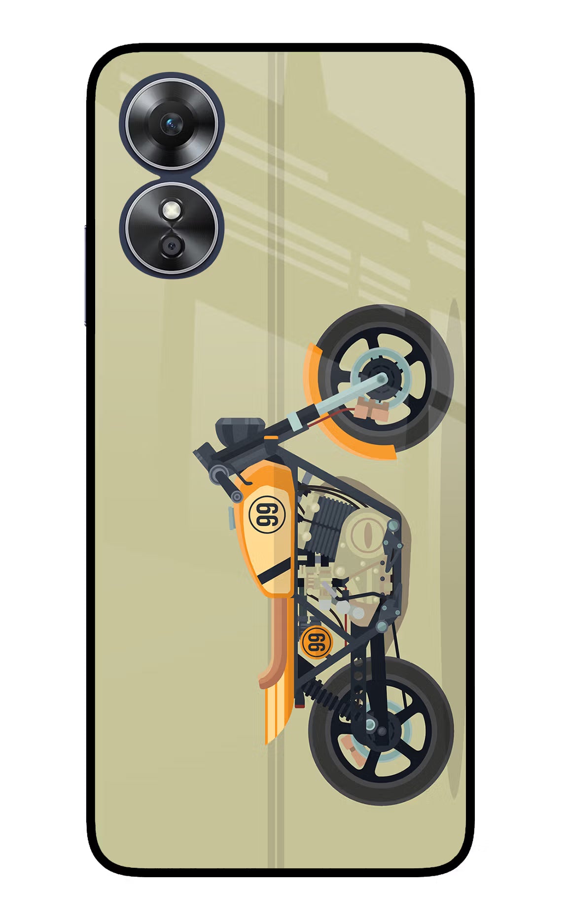 Vertical Speedster Oppo A17 Glass Case Back Cover by Casekaro
