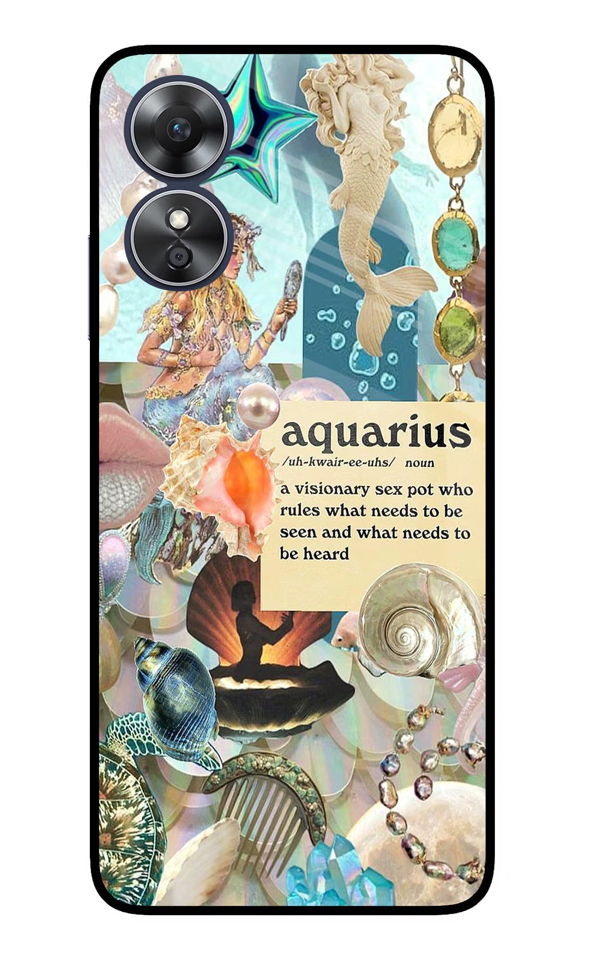 Aquarius Zodiac Oppo A17 Glass Case Back Cover by Casekaro
