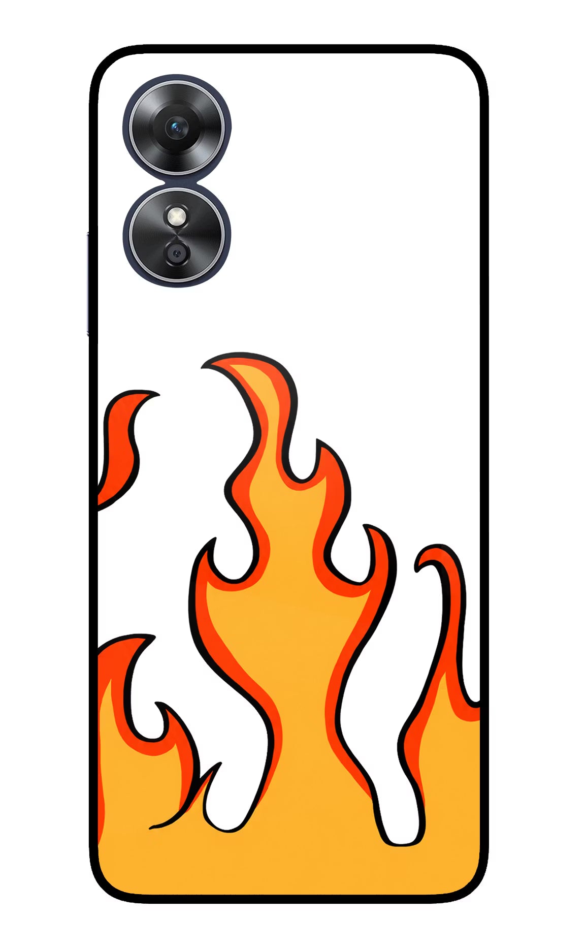 Fired Up – White Oppo A17 Glass Case Back Cover by Casekaro