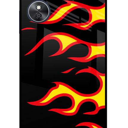 Side Sweep Flames Oppo A17 Glass Case Back Cover by Casekaro