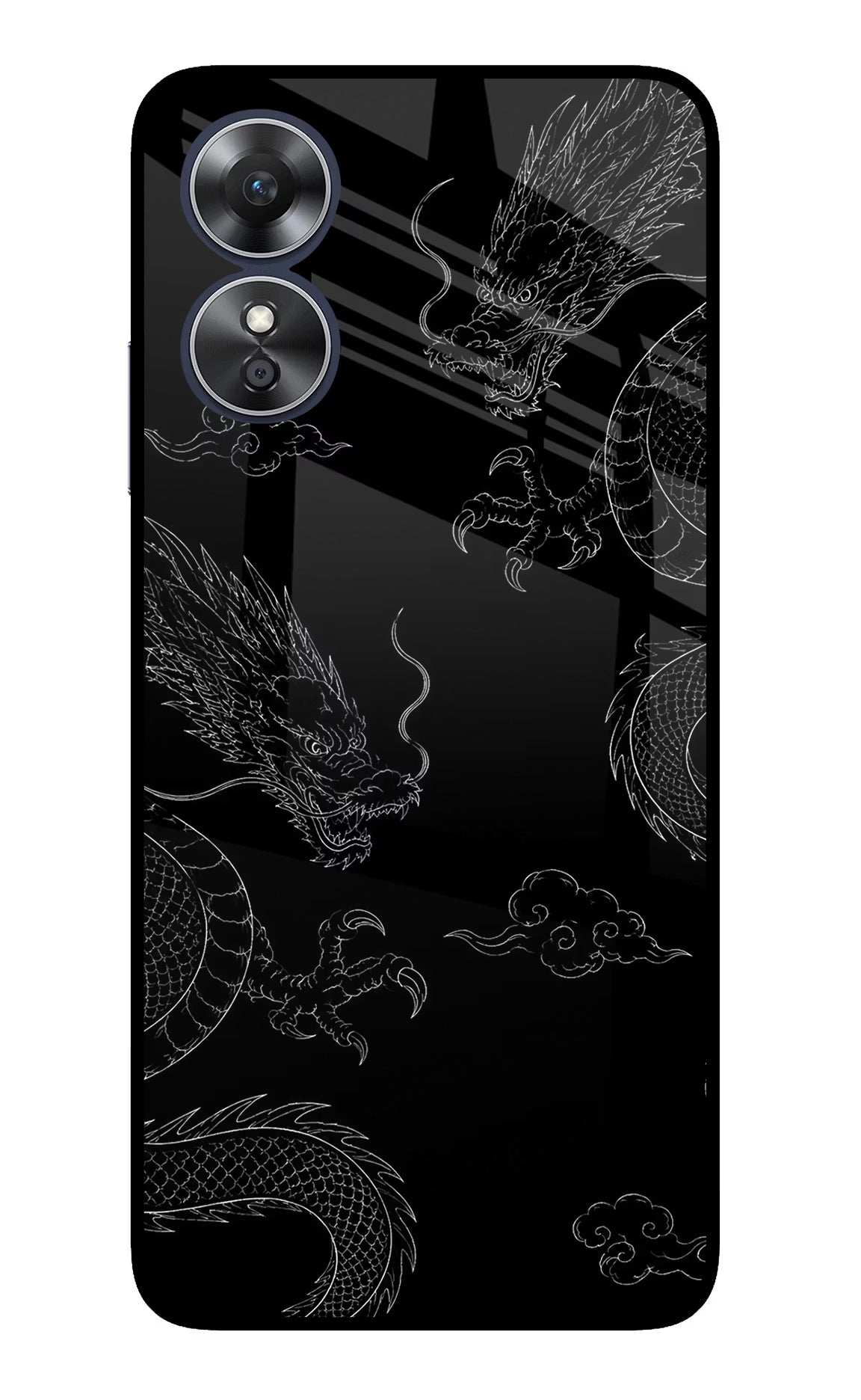Twin Dragons Oppo A17 Glass Case