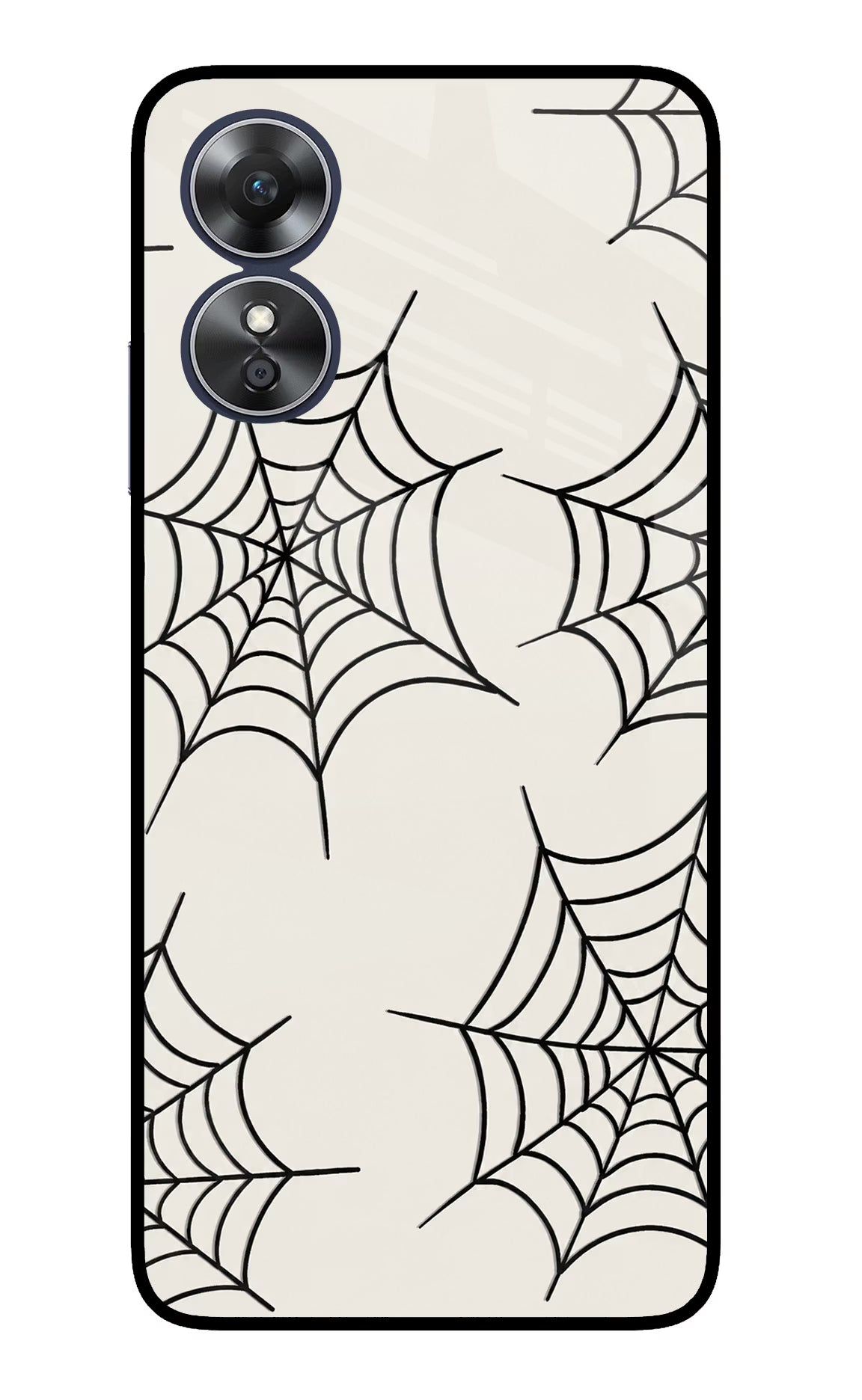 Spider Web Oppo A17 Glass Case Back Cover by Casekaro