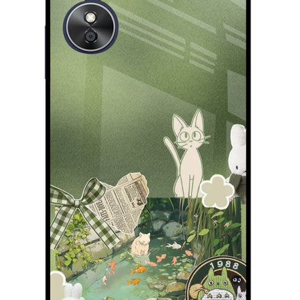 Aesthetic anime Oppo A17 Glass Case Back Cover by Casekaro