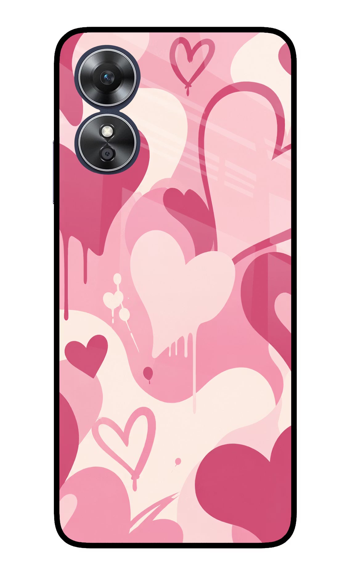 Hearty case Oppo A17 Glass Case Back Cover by Casekaro