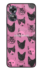 Pink Cats Oppo A17 Glass Case