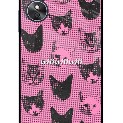 Pink Cats Oppo A17 Glass Case Back Cover by Casekaro
