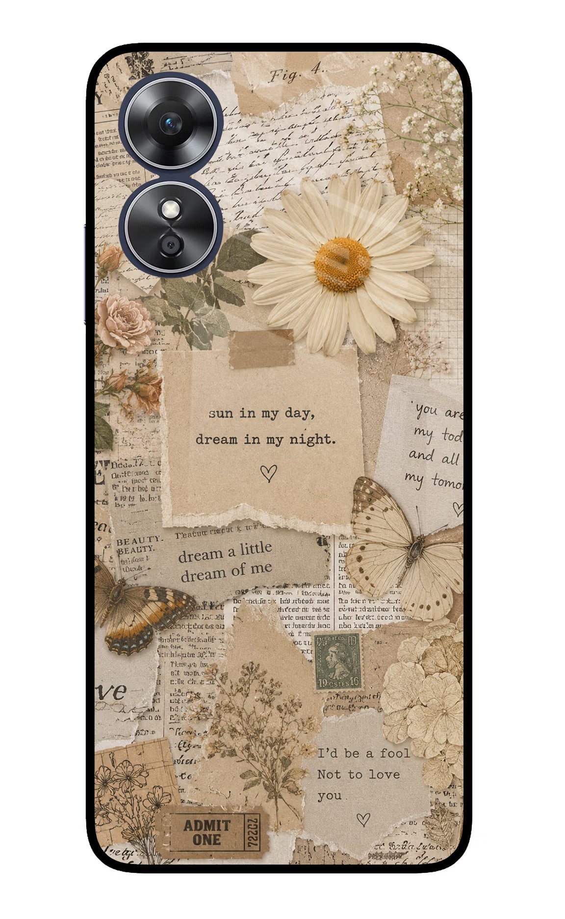 Vintage case Oppo A17 Glass Case Back Cover by Casekaro