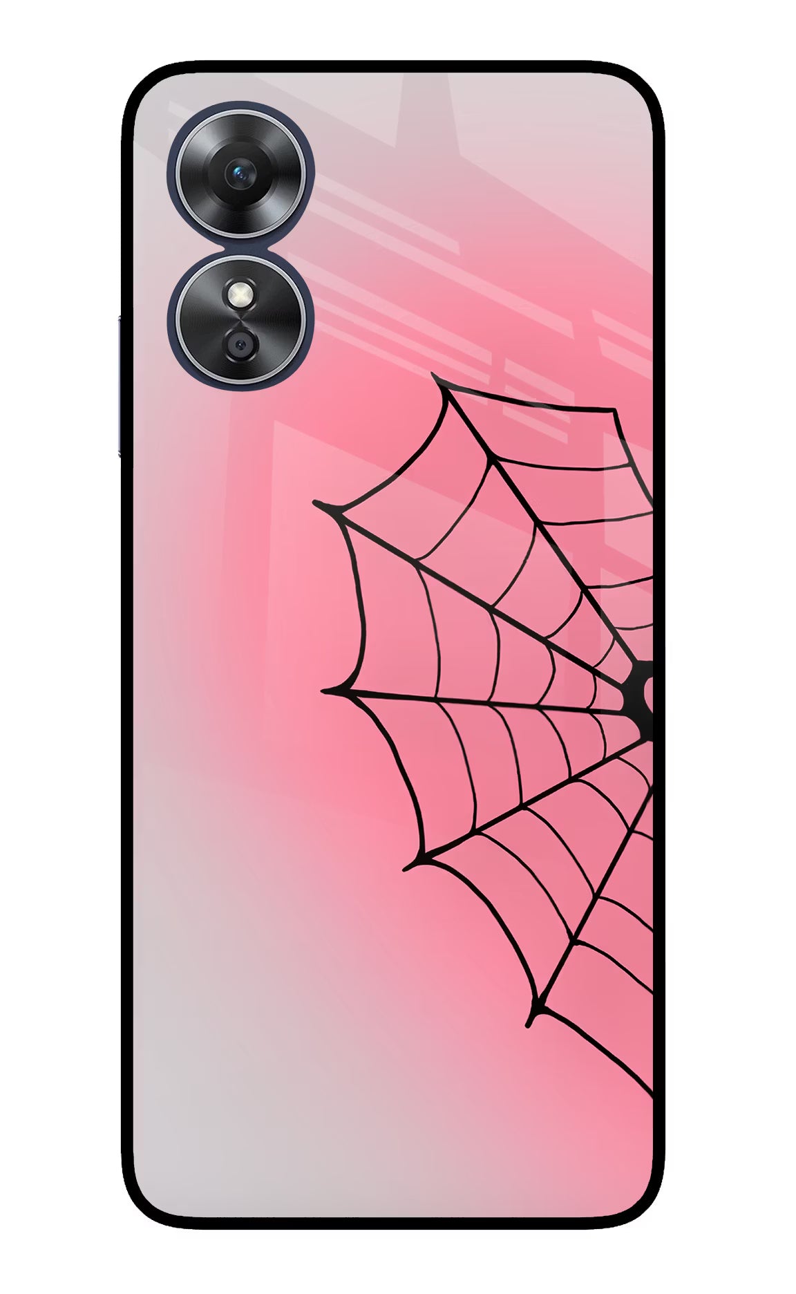 Pink Web Oppo A17 Glass Case