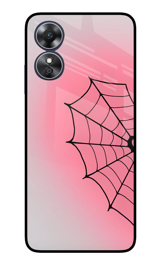 Pink Web Oppo A17 Glass Case
