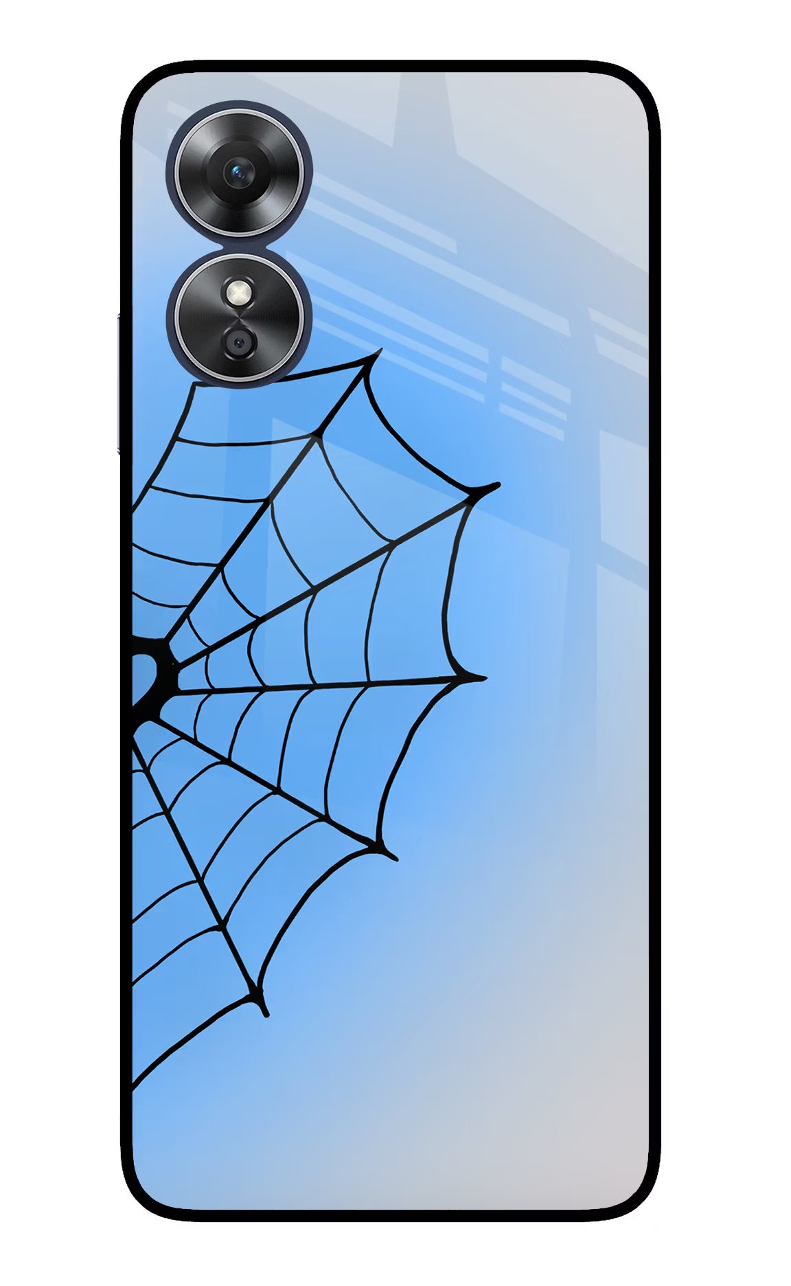 Blue Web Oppo A17 Glass Case