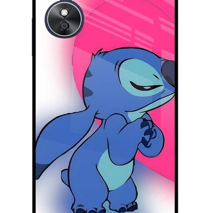 Stitch Hug Oppo A17 Glass Case Back Cover by Casekaro