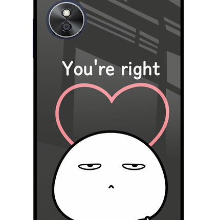 You're Right Oppo A17 Glass Case Back Cover by Casekaro