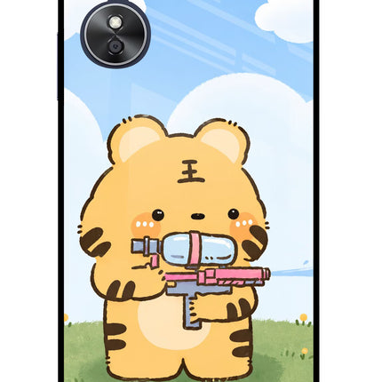 Tiger Treat Oppo A17 Glass Case Back Cover by Casekaro