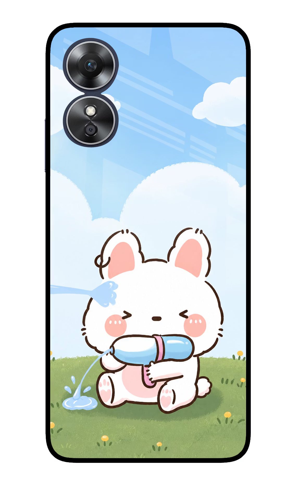 Bunny Treat Oppo A17 Glass Case