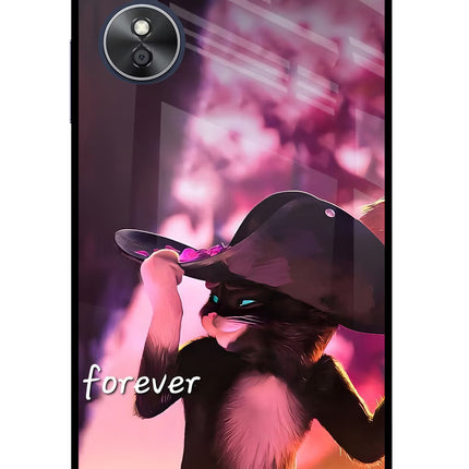 Forever Cat Oppo A17 Glass Case Back Cover by Casekaro