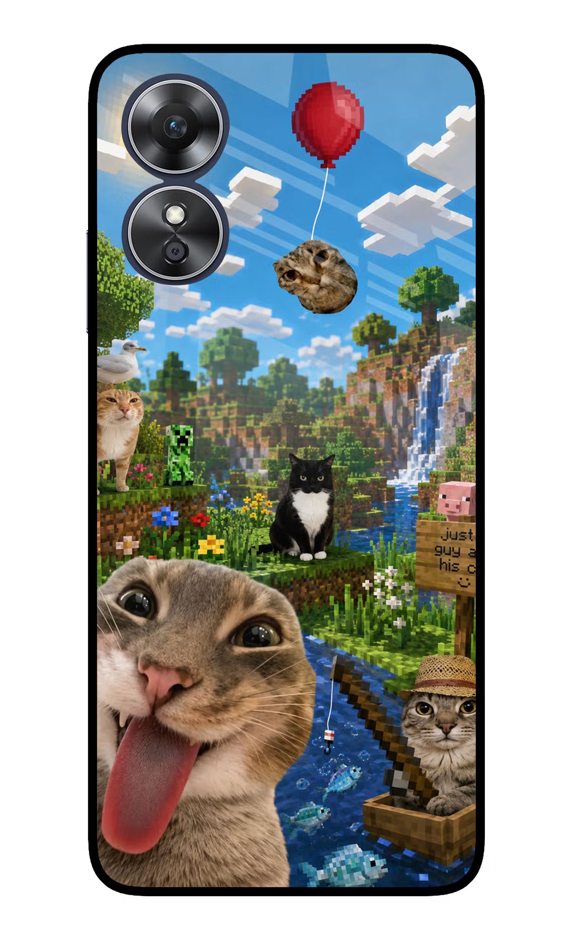 Minecraft Cat Chaos Oppo A17 Glass Case