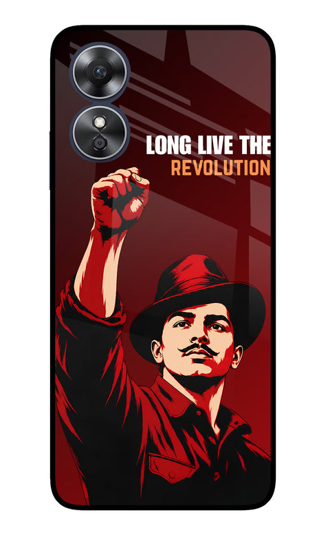 Bhagat Singh Revolution Oppo A17 Glass Case