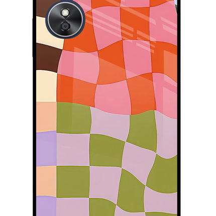 Wavy Grid Oppo A17 Glass Case Back Cover by Casekaro