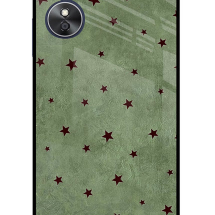 Green Stars Oppo A17 Glass Case Back Cover by Casekaro
