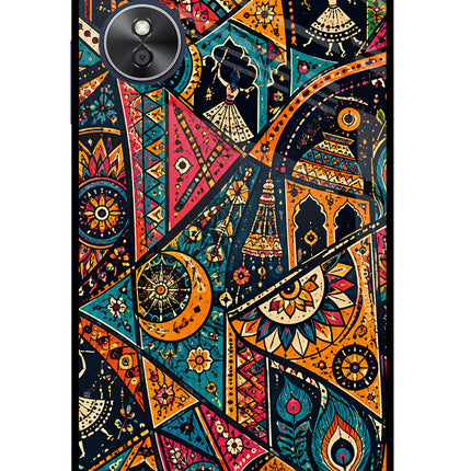 Folk Print Oppo A17 Glass Case